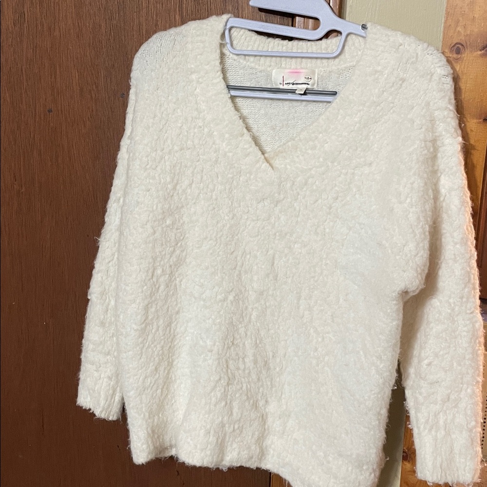 Cozy White V-Neck Sweater // Simone Sweater Ivory - Picture 7 of 11